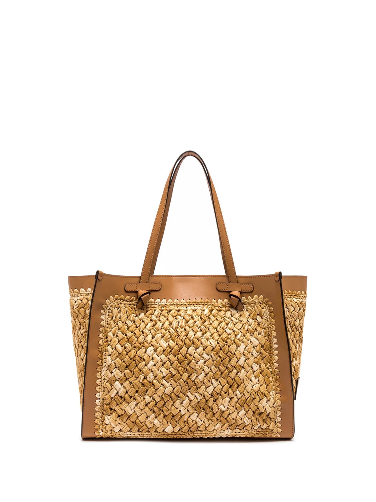 MARCELLA RAFFIA SHOPPING BAG with CROCHET WORK