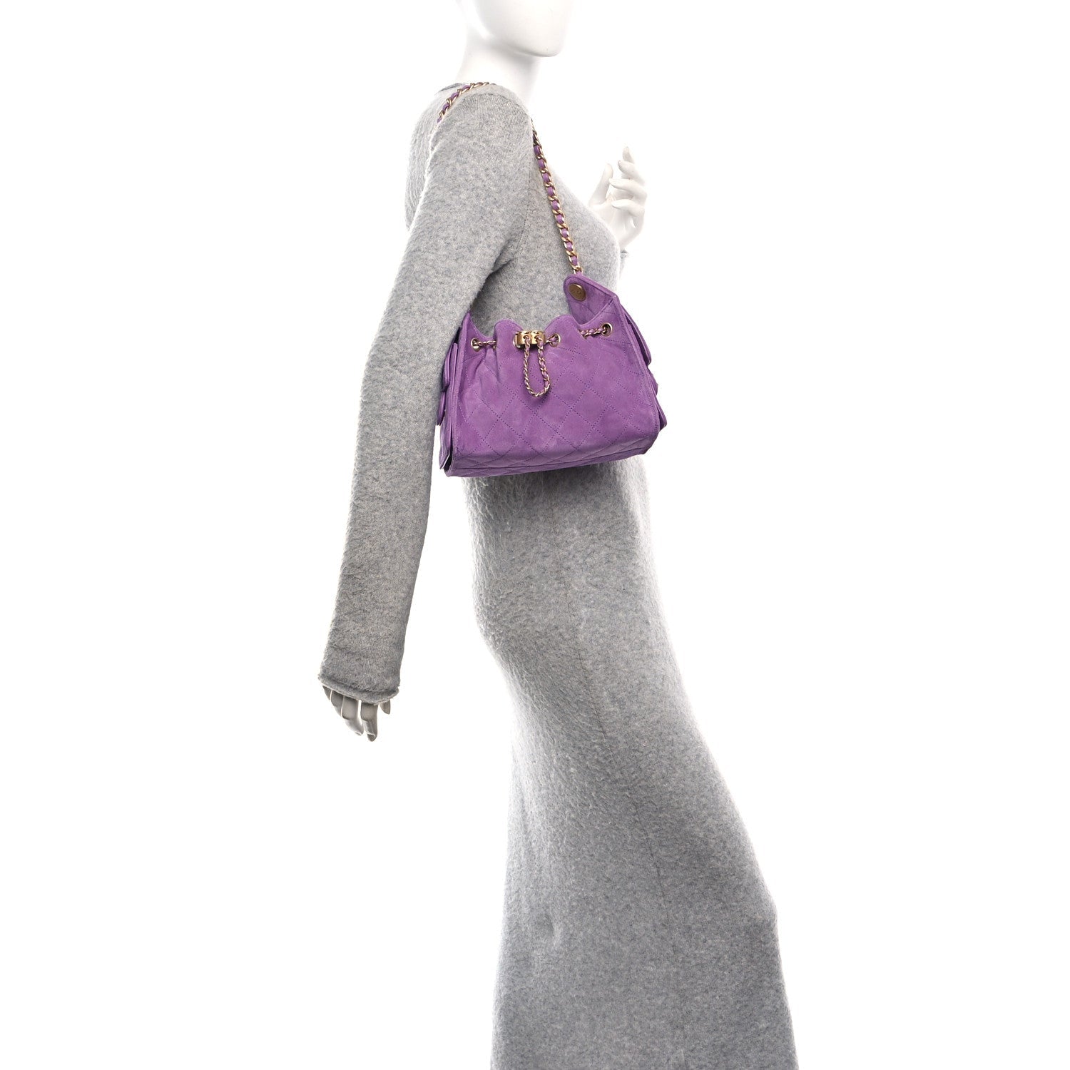 Suede Quilted Mini  25 Handbag Purple
