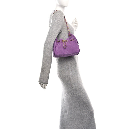 Suede Quilted Mini  25 Handbag Purple