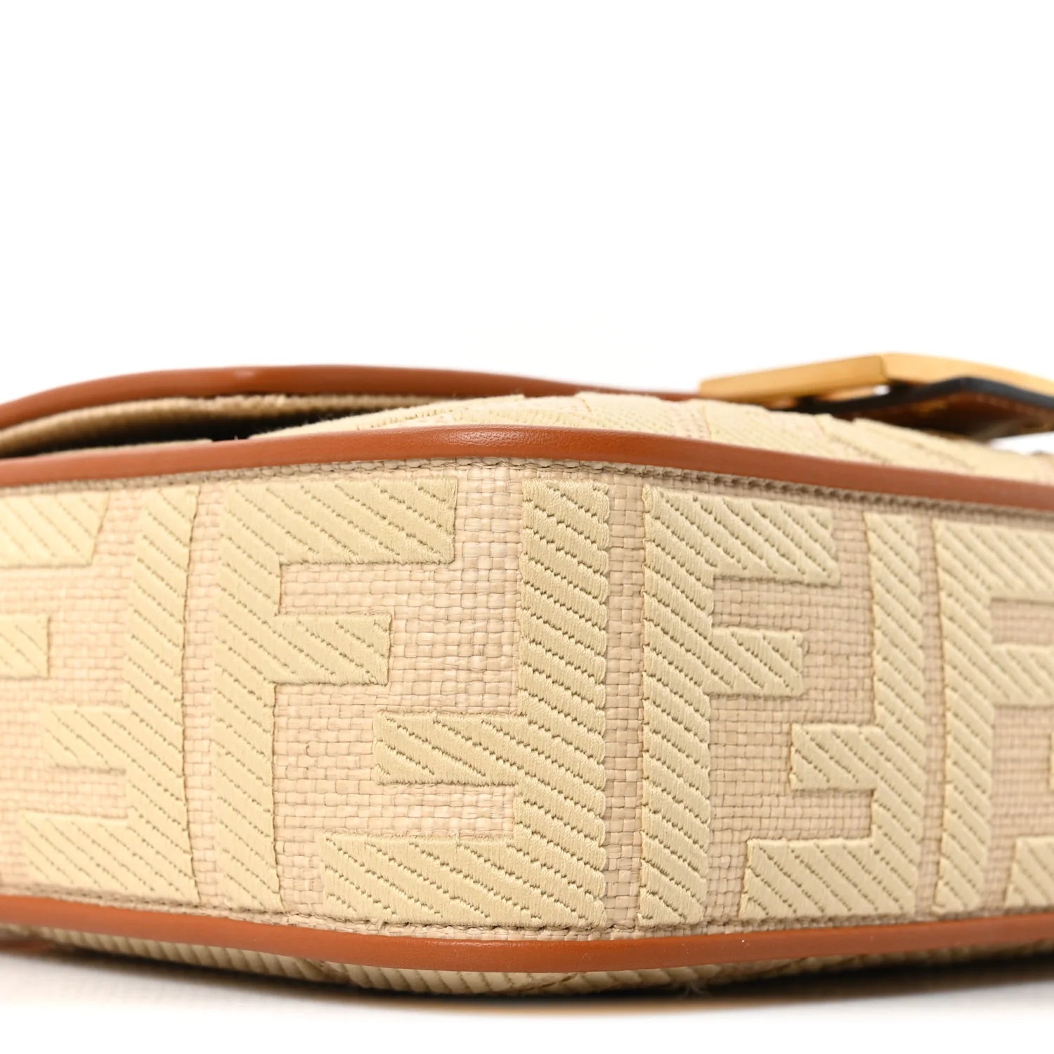 Raffia Vitello King Lucido FF Embroidered Baguette Alchemy Brandy