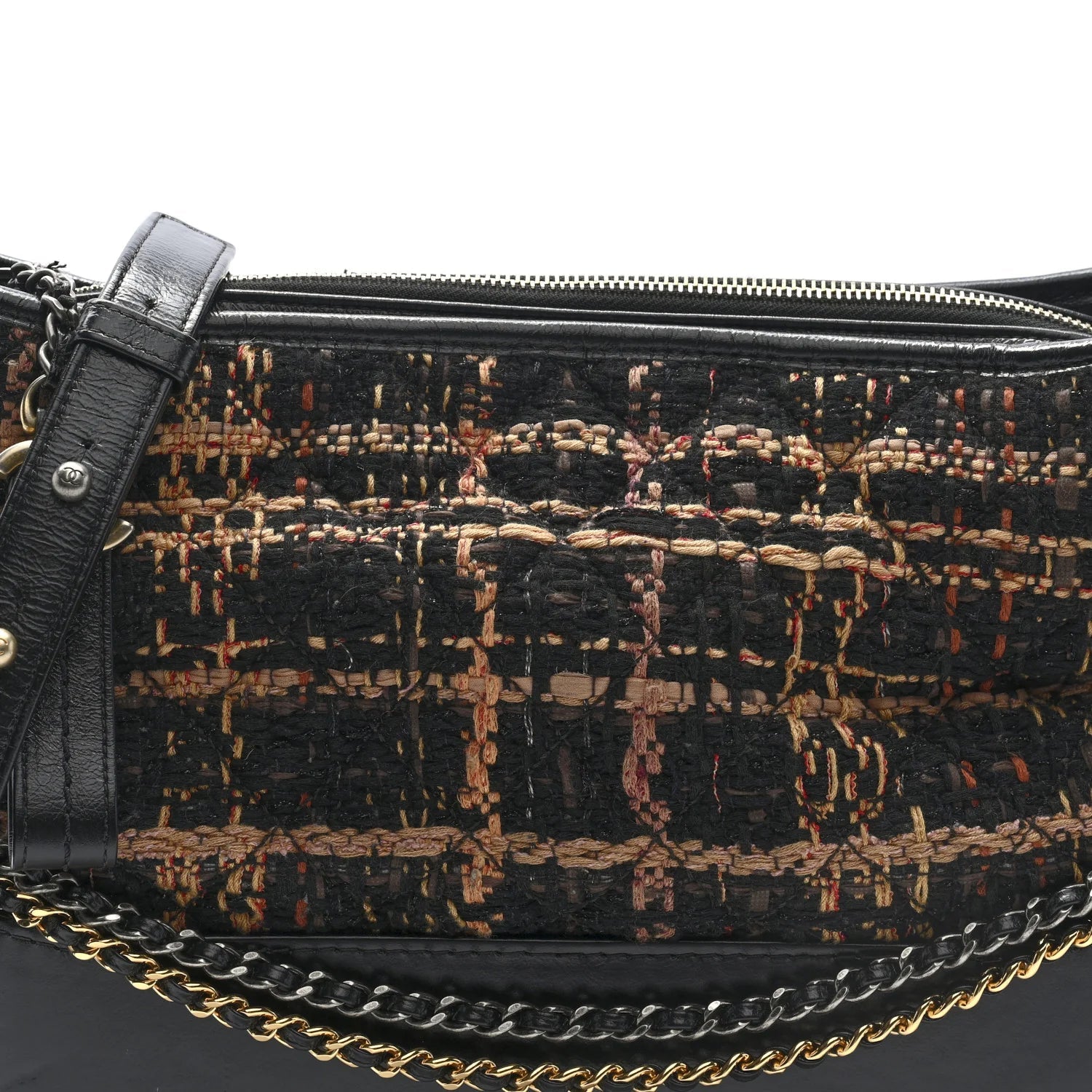 Tweed Calfskin Medium Gabrielle Hobo Black Brown