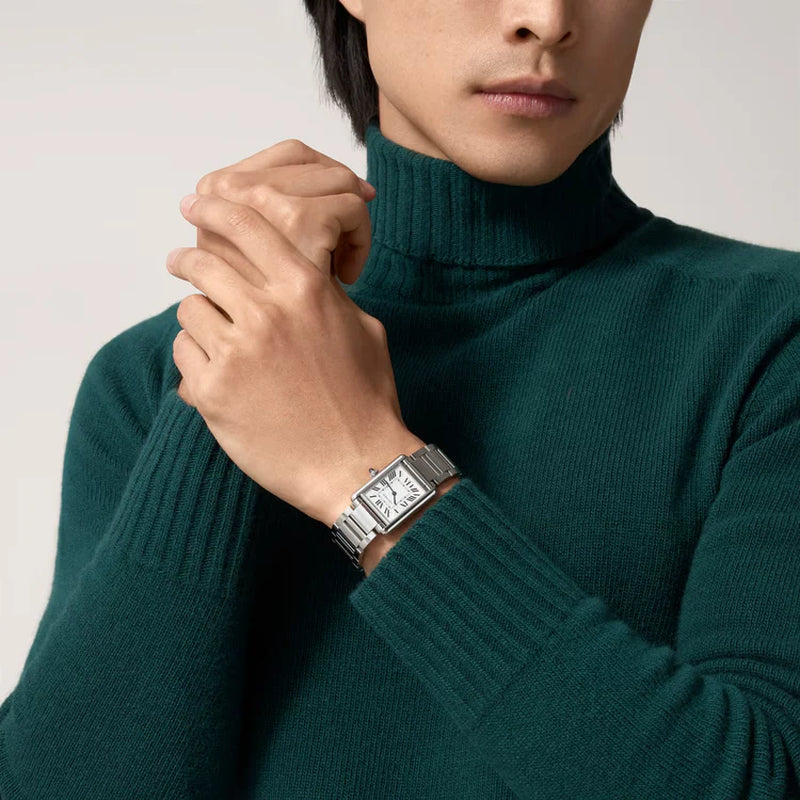 Unworn  Tank Must De , Large Stainless Steel, 33.7Mm X 25.5Mm, Ref# WSTA0052, Box and Papers