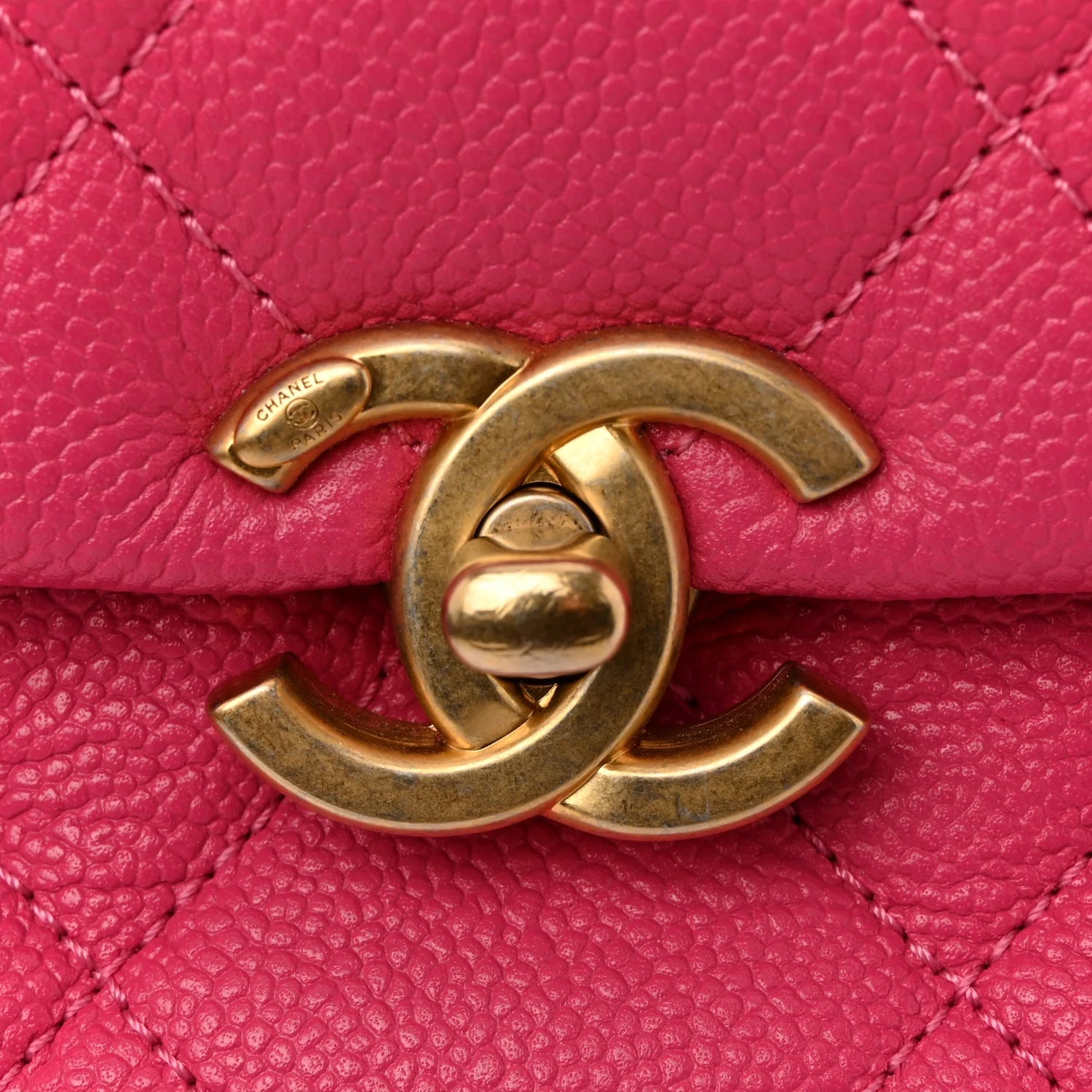 Shiny Caviar Quilted Small Chain Melody Flap Dark Pink