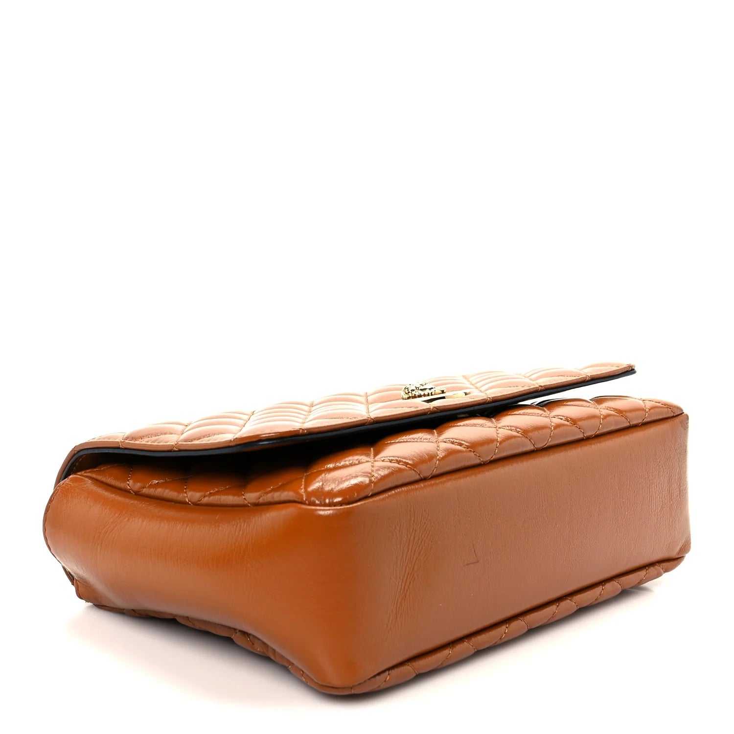 Patent Nappa Quilted La Medusa Chain Crossbody Brown