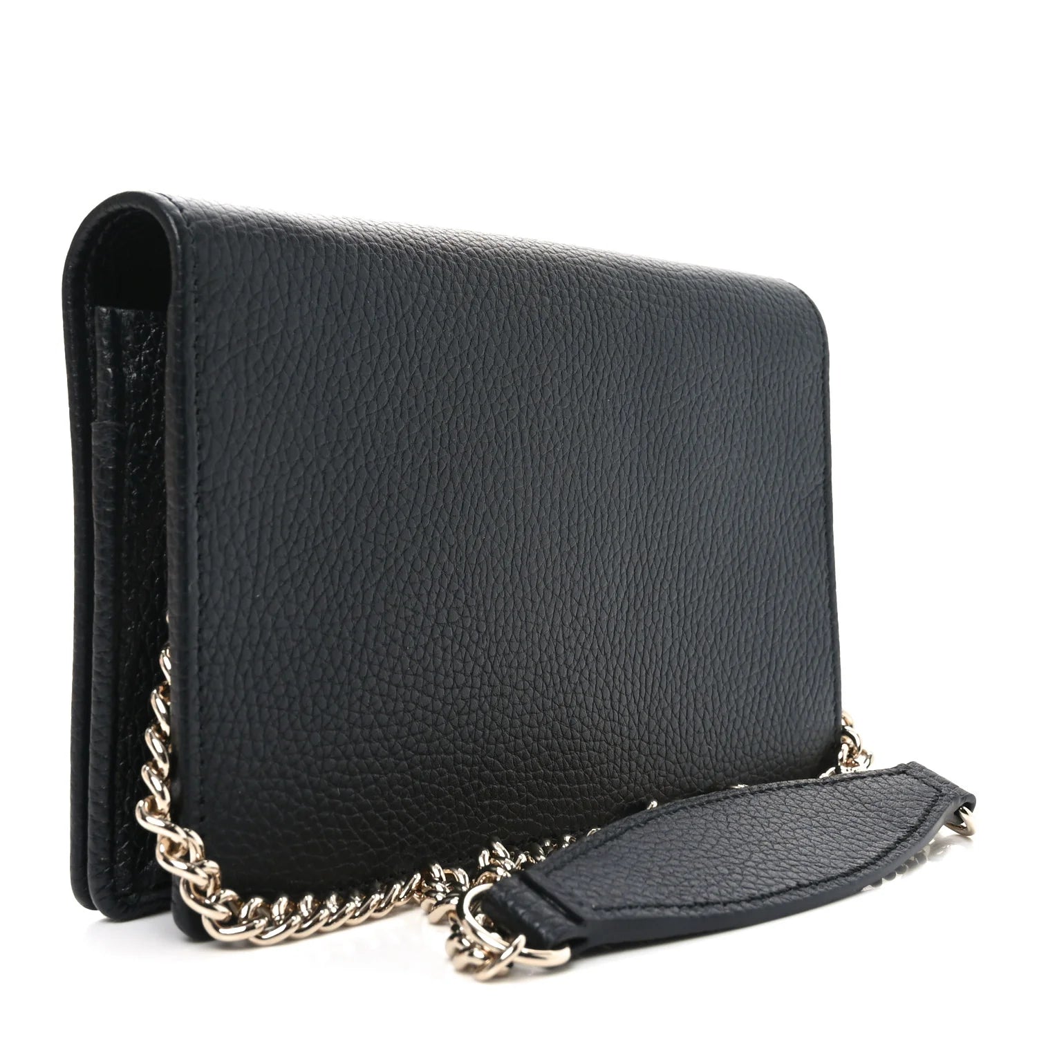 Pebbled Calfskin Soho Wallet on Chain Black