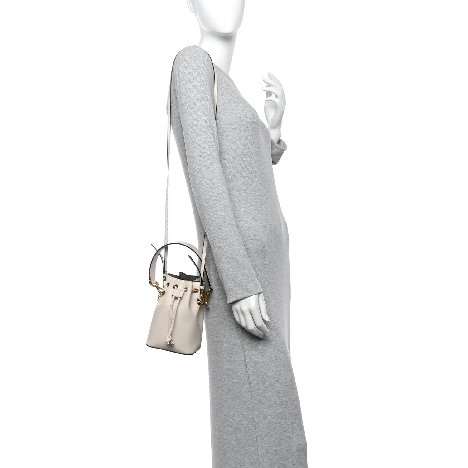 Vitello Cruise F Is  Mini Mon Tresor Bucket Bag White Ice