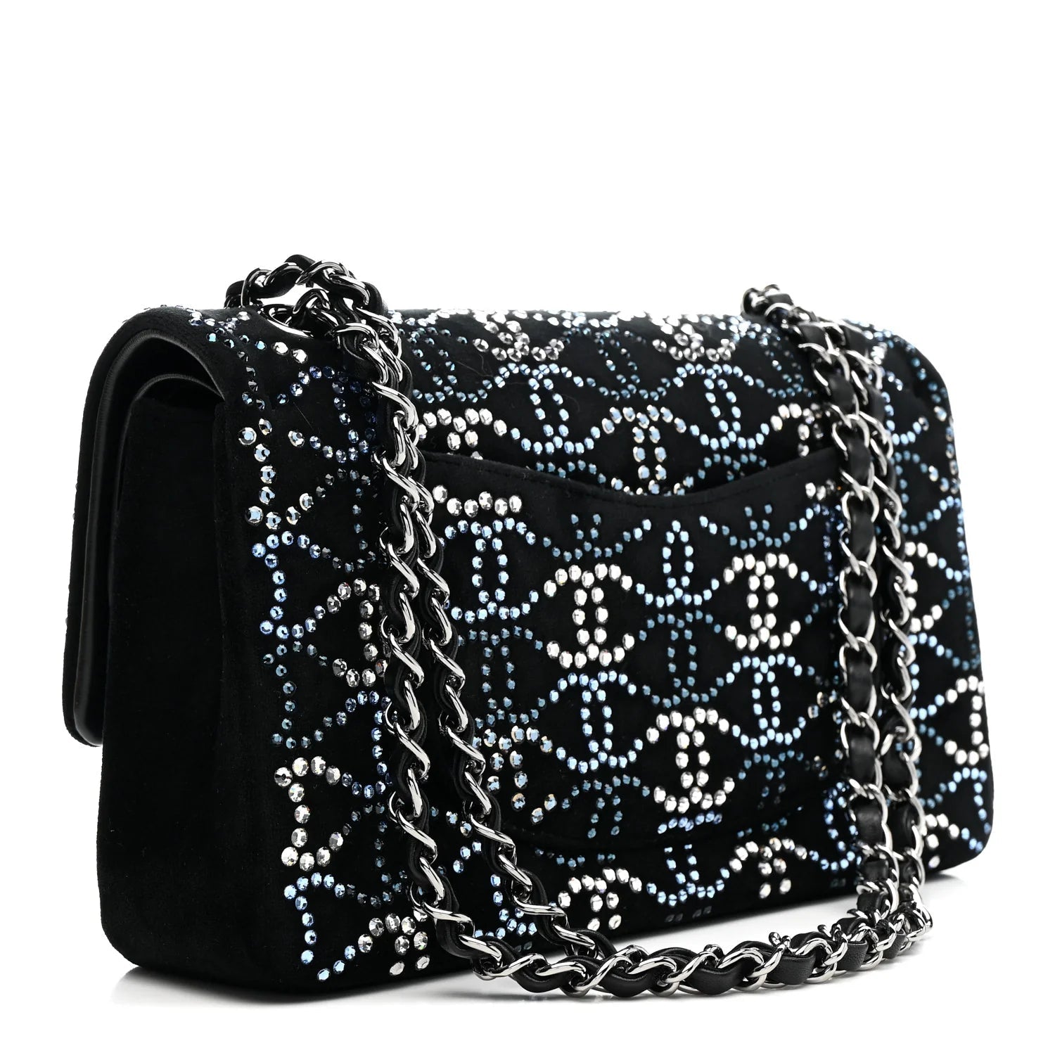 Velvet Crystal Medium Double Flap Black