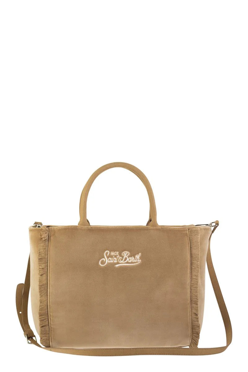 COLETTE - VELVET HANDBAG with LOGO