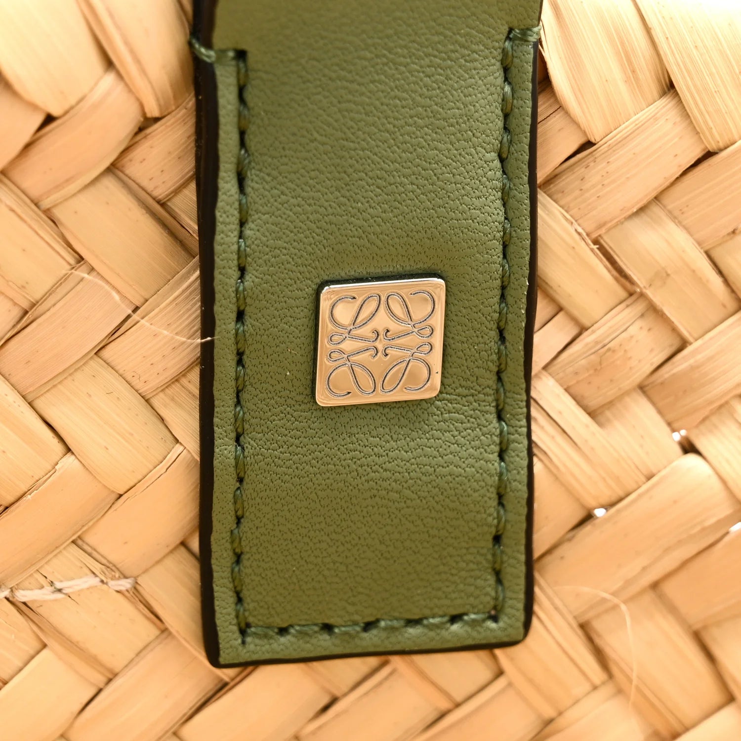 Raffia Small Basket Tote Bag Natural Green