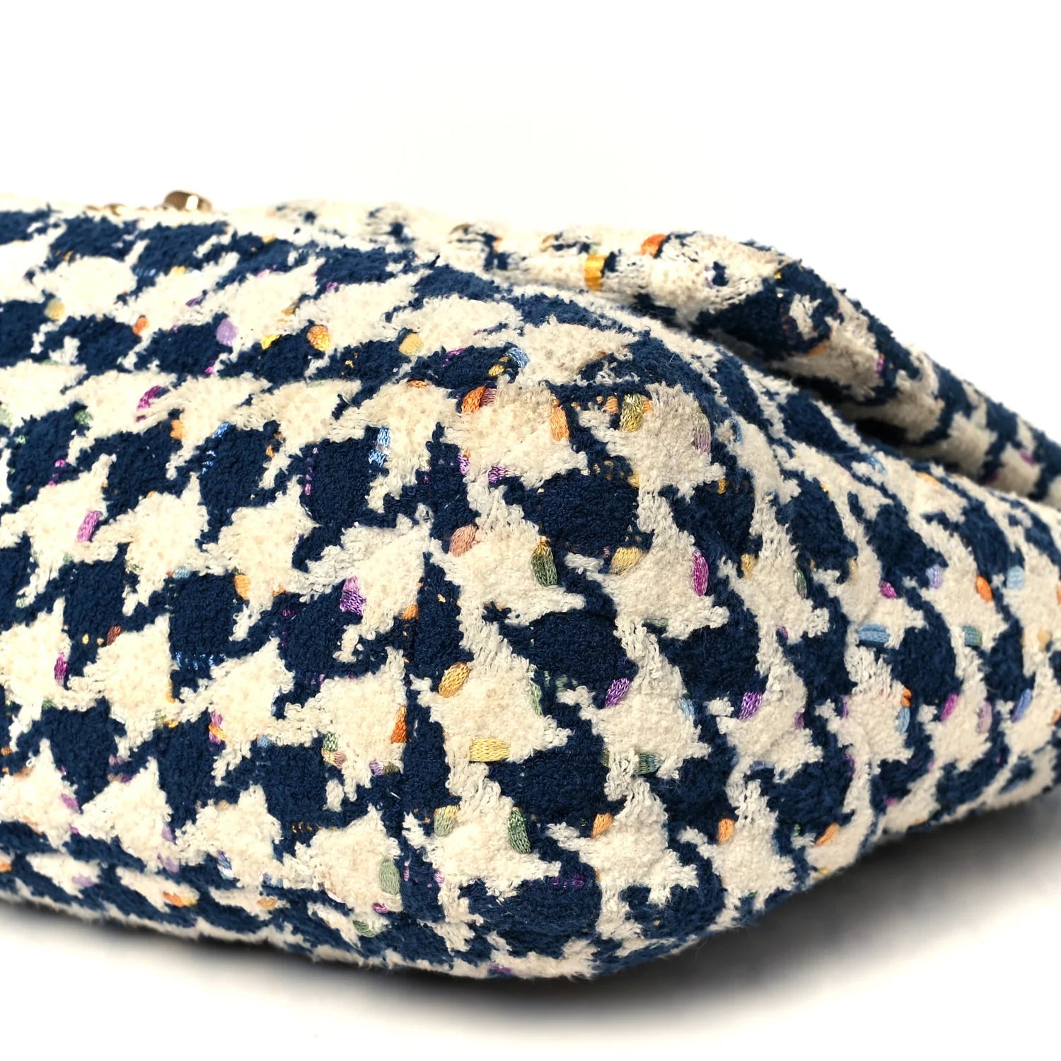 Tweed Quilted Maxi  19 Flap Ecru Navy Blue Multicolor