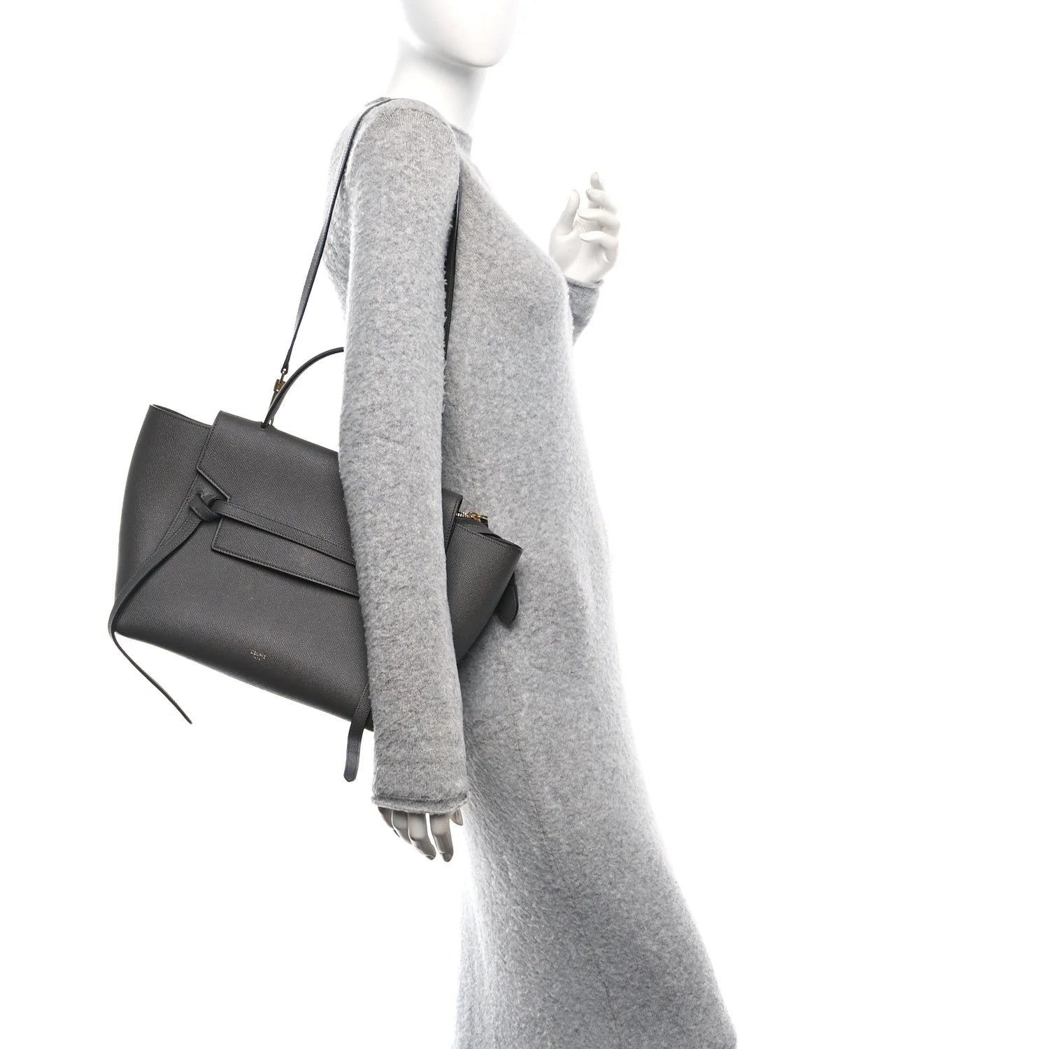 Grained Calfskin Mini Belt Bag Grey
