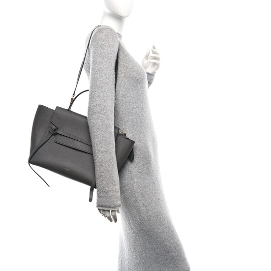 Grained Calfskin Mini Belt Bag Grey