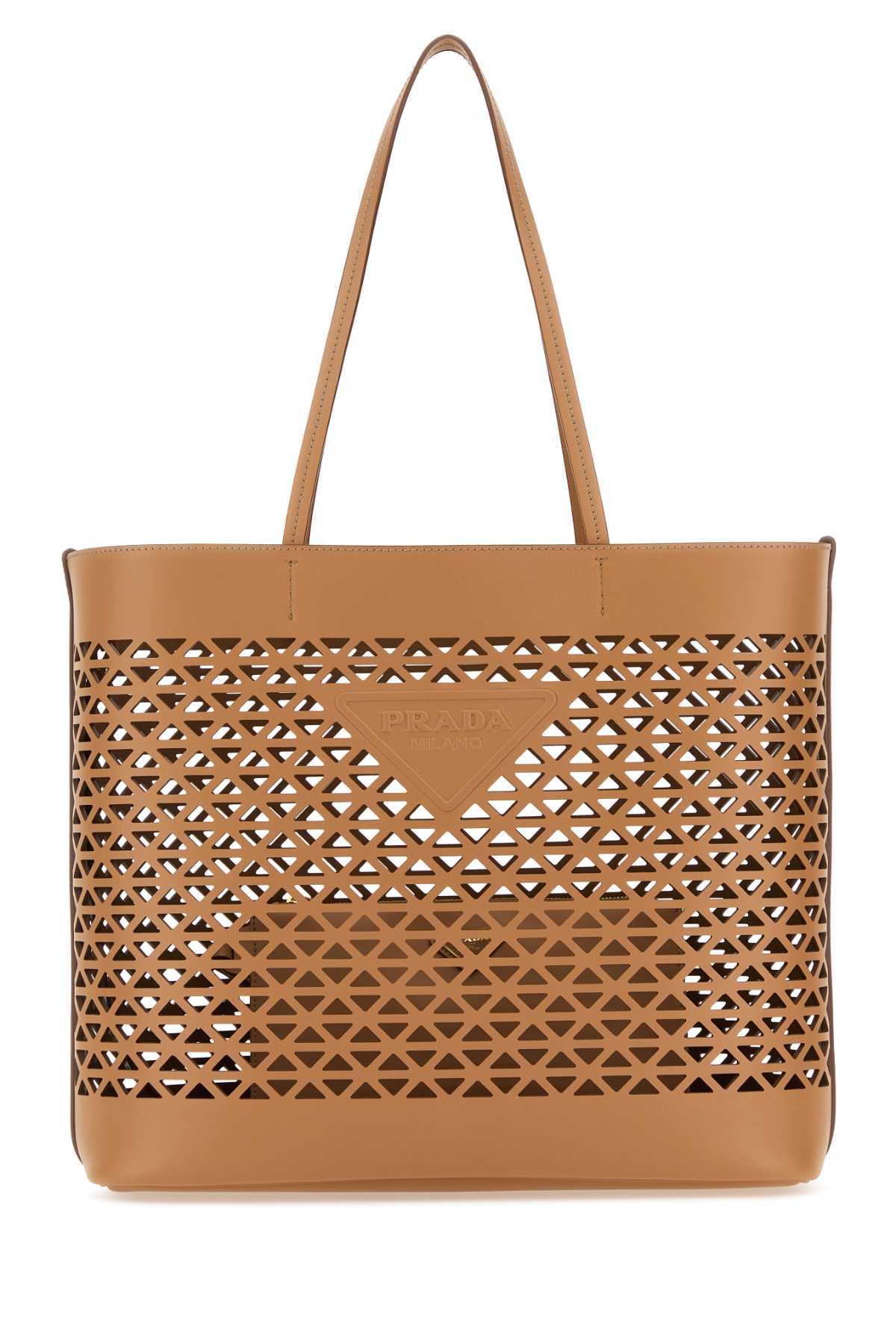 SAND LEATHER SHOPPING BAG