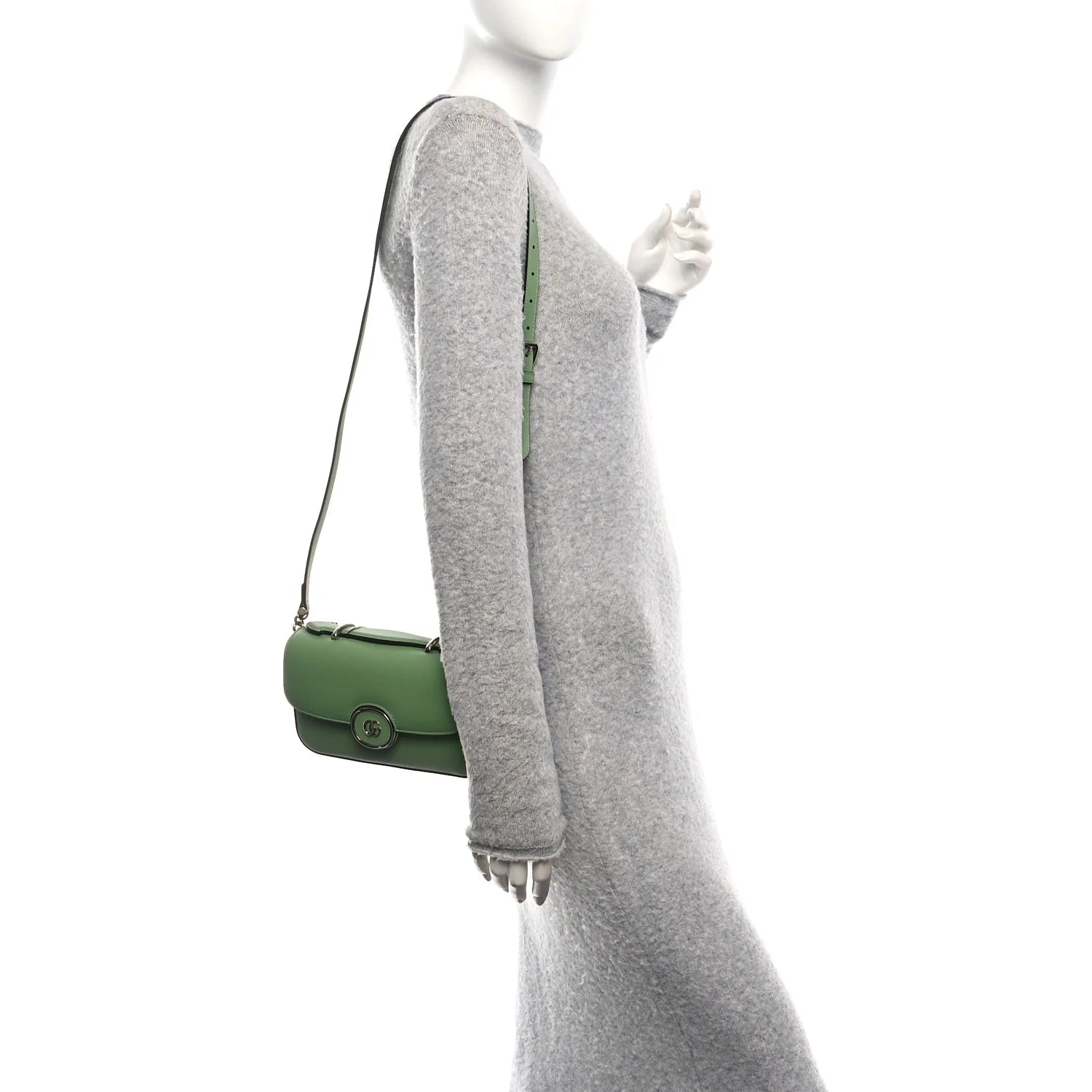Senna Calfskin Petite GG Top Handle Shoulder Bag Green Soil Grass