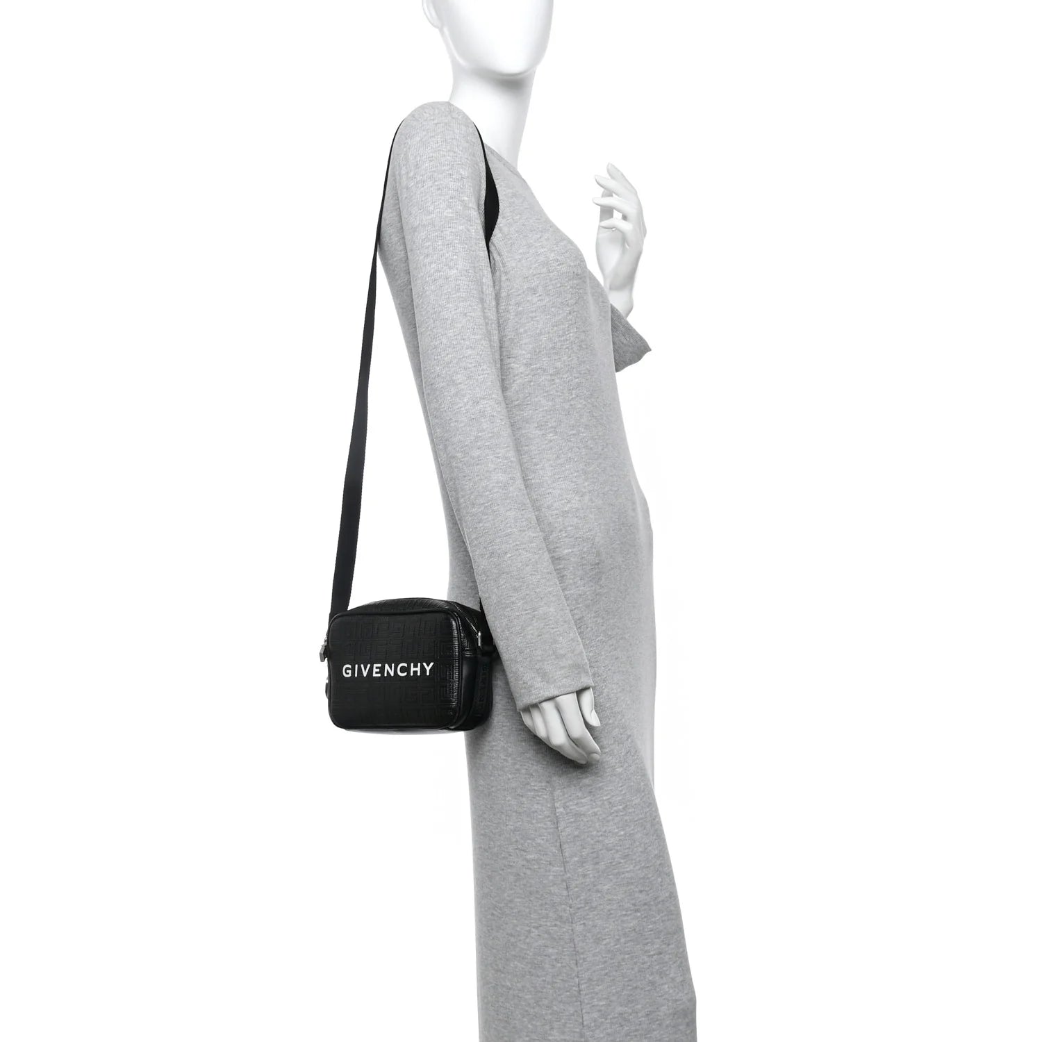 Coated Canvas Logo Embossed G Essentials Camera Bag Black