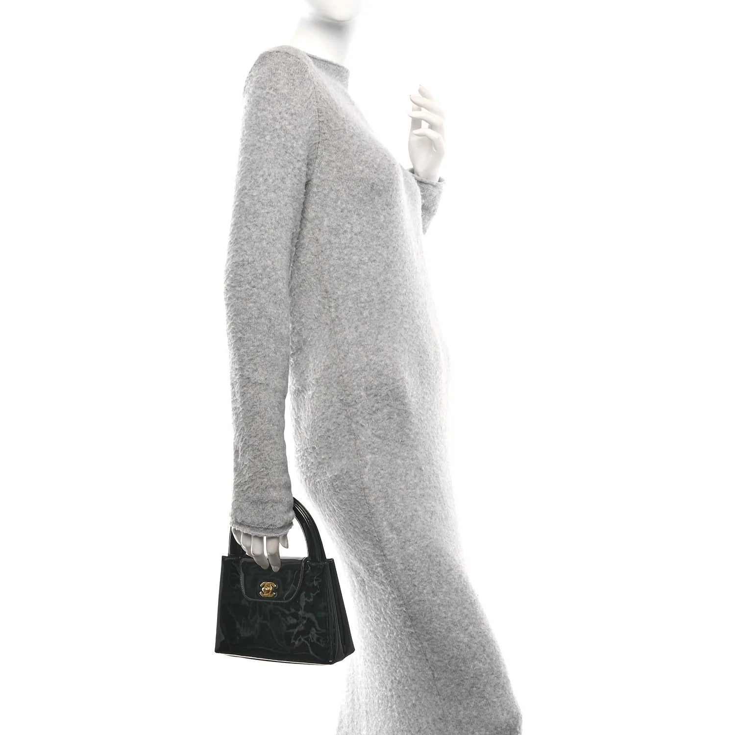 Patent Small Kelly Flap Bag Black