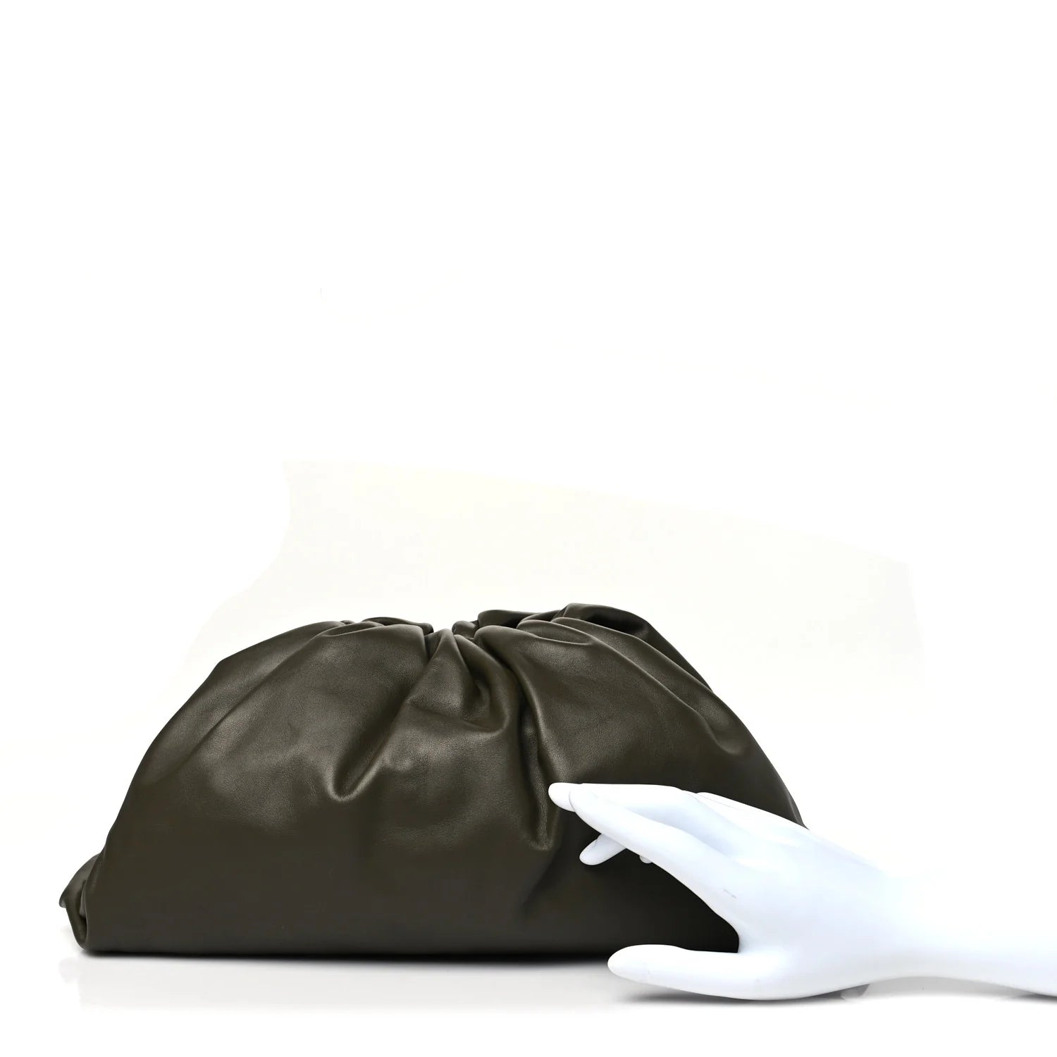 Smooth Butter Calf the Pouch Oversized Clutch Kaki Fondent