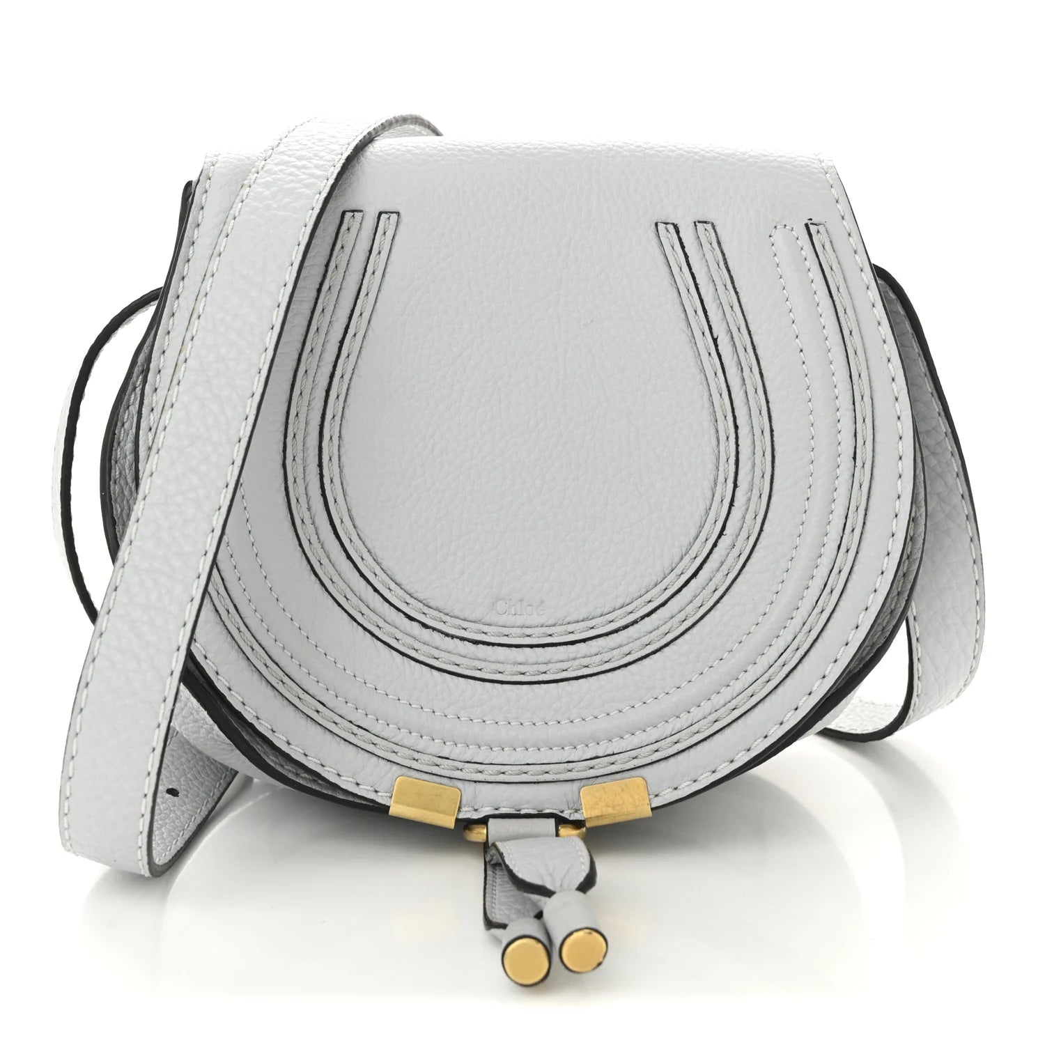 Grained Calfskin Small Marcie Saddle Bag Airy Grey