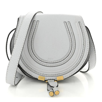 Grained Calfskin Small Marcie Saddle Bag Airy Grey