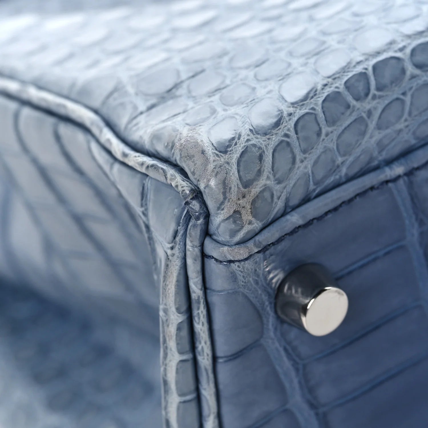 Matte Porosus Crocodile Kelly 35 Bleu Brighton