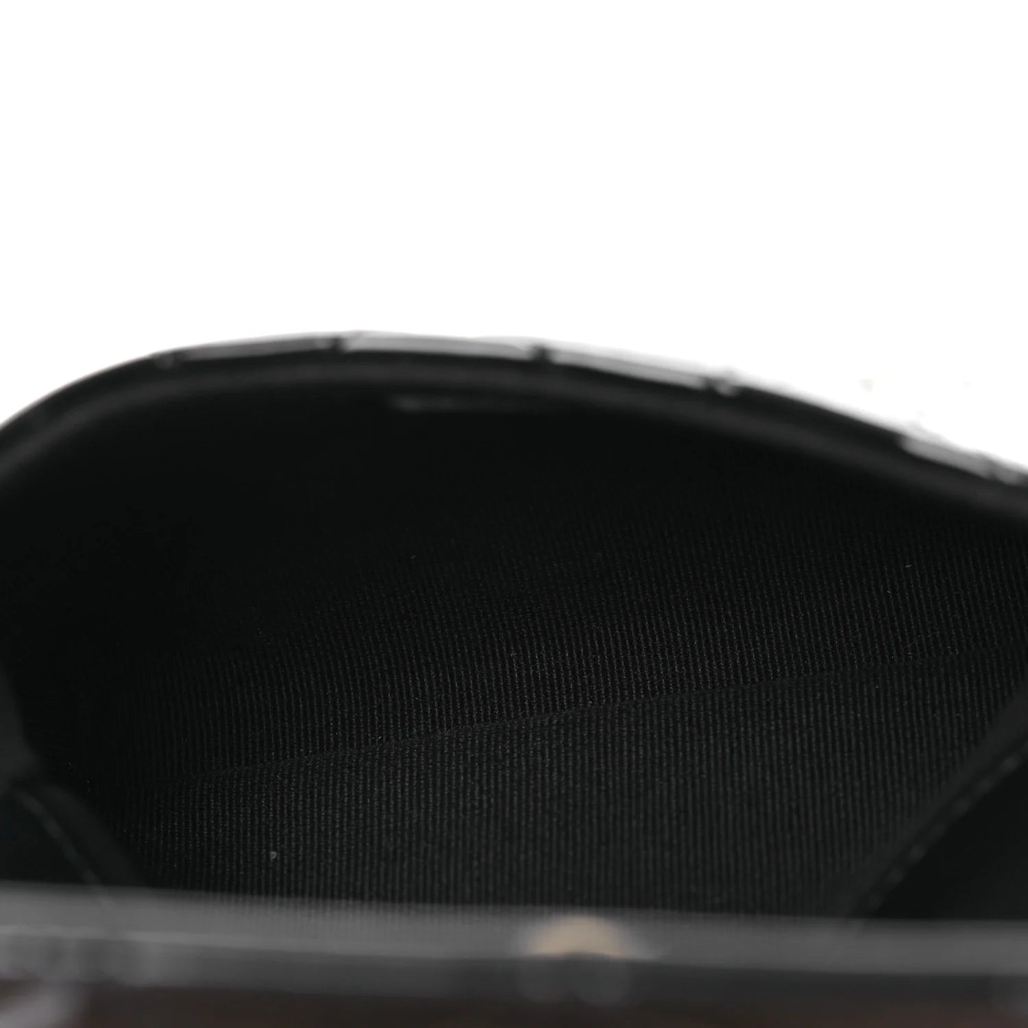 Patent Enamel Quilted Coco Hearts Clutch with Chain Black