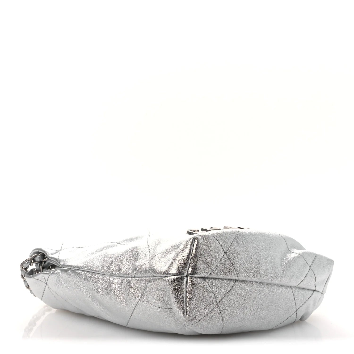 Metallic Lambskin Quilted Mini  22 Silvery