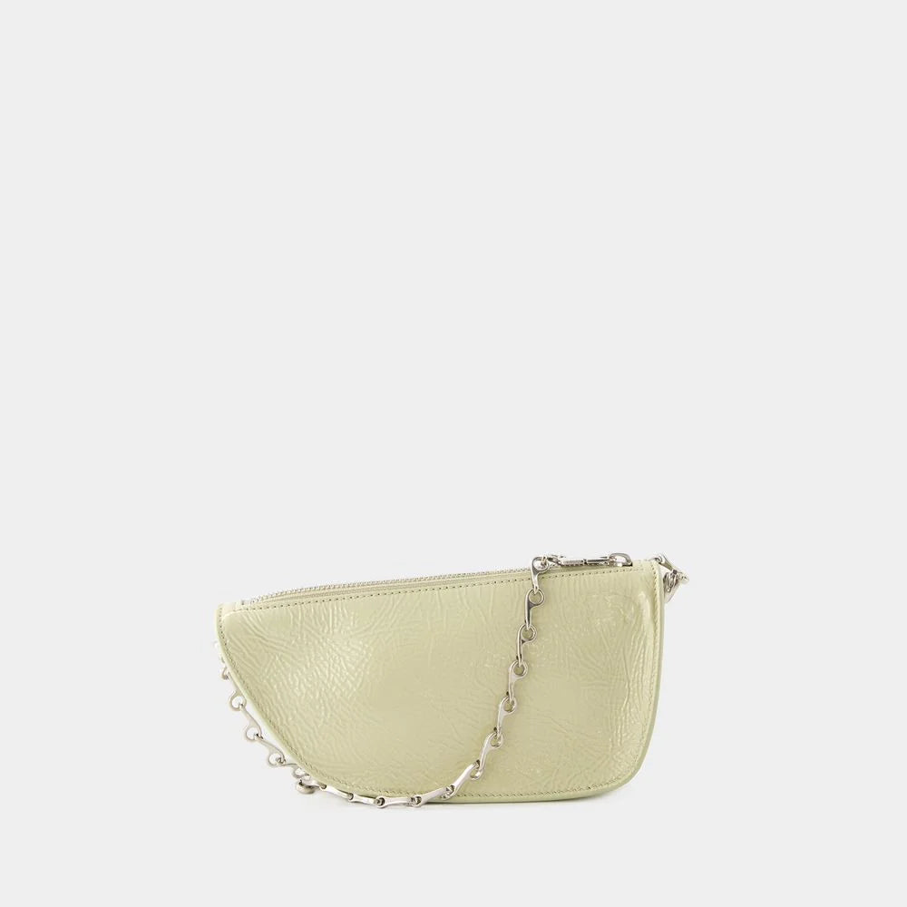 PASTEL GREEN LEATHER MICRO SHIELD CROSSBODY BAG