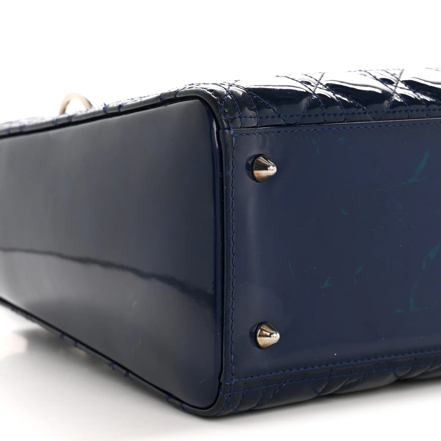 Patent Cannage Medium Lady Dior Blue