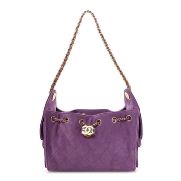Suede Quilted Mini  25 Handbag Purple