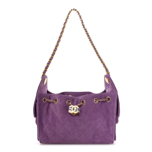 Suede Quilted Mini  25 Handbag Purple