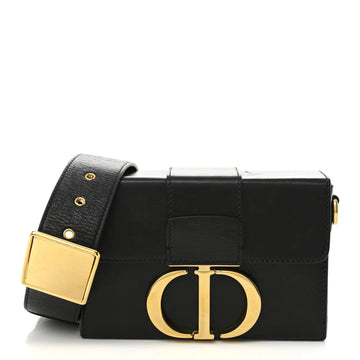 Crackled Lambskin 30 Montaigne Box Bag Black