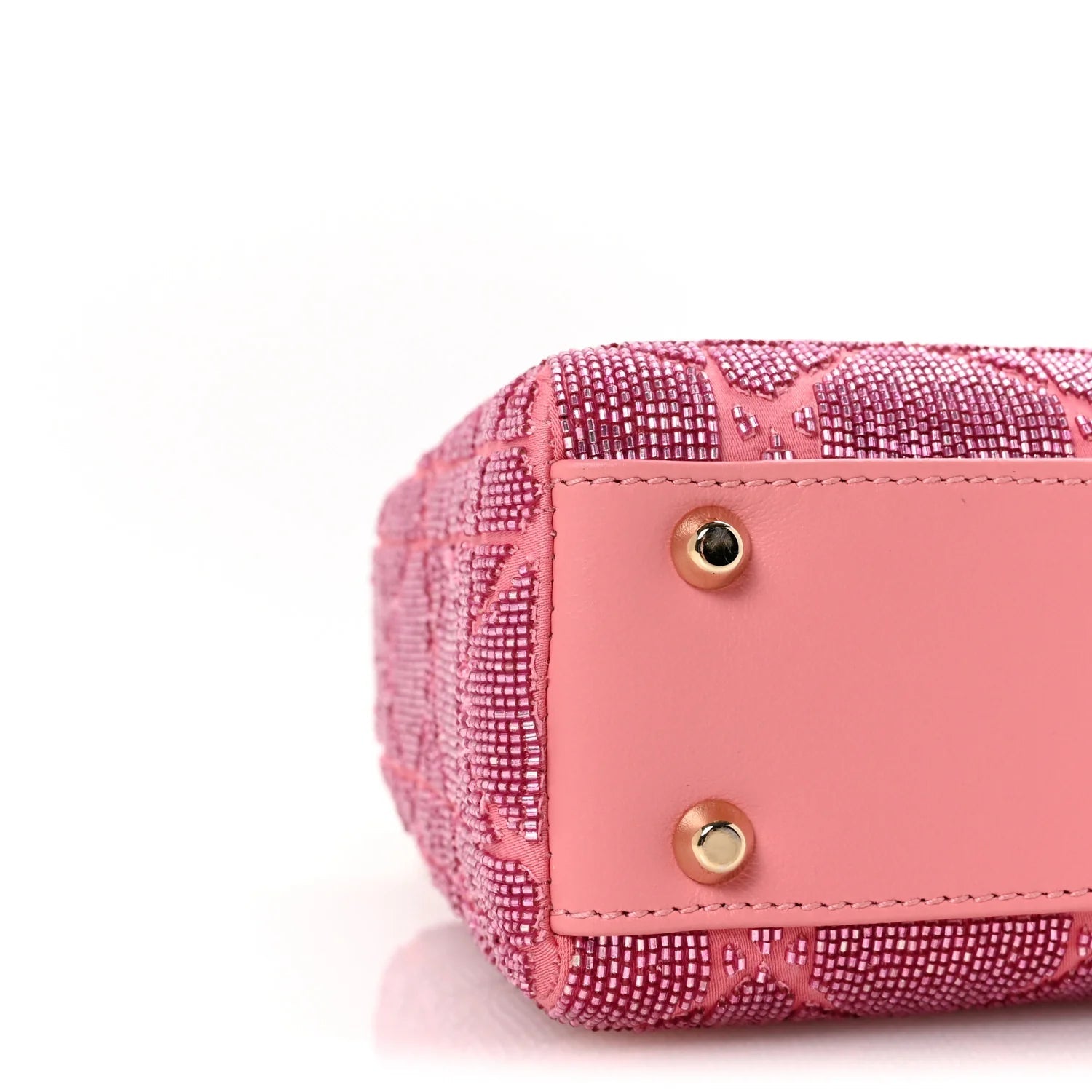 Lambskin Cannage Beaded Embroidered Mini Lady Dior Light Pink