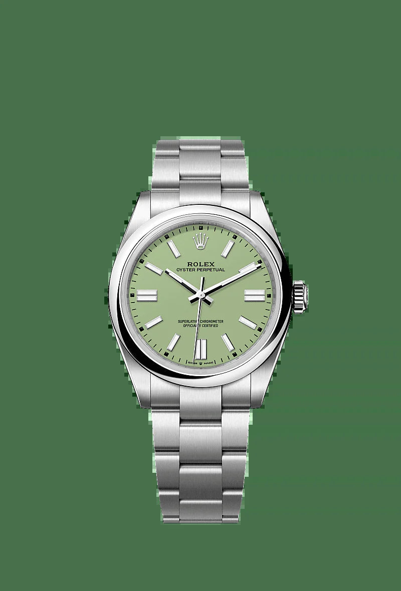 Unworn 2025,  Oyster Perpetual, Oystersteel 41Mm, Pistachio-Green Dial, Domed Oyster, Ref# 134300-0006, Box and Papers