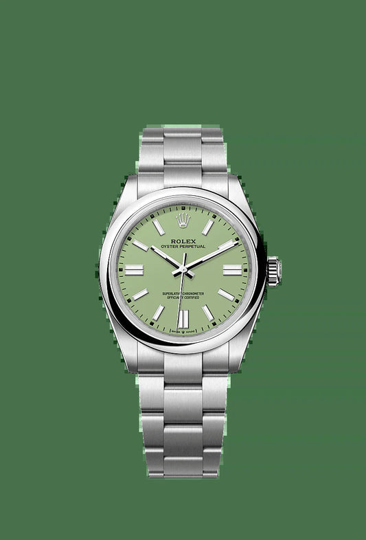 Unworn 2025,  Oyster Perpetual, Oystersteel 41Mm, Pistachio-Green Dial, Domed Oyster, Ref# 134300-0006, Box and Papers