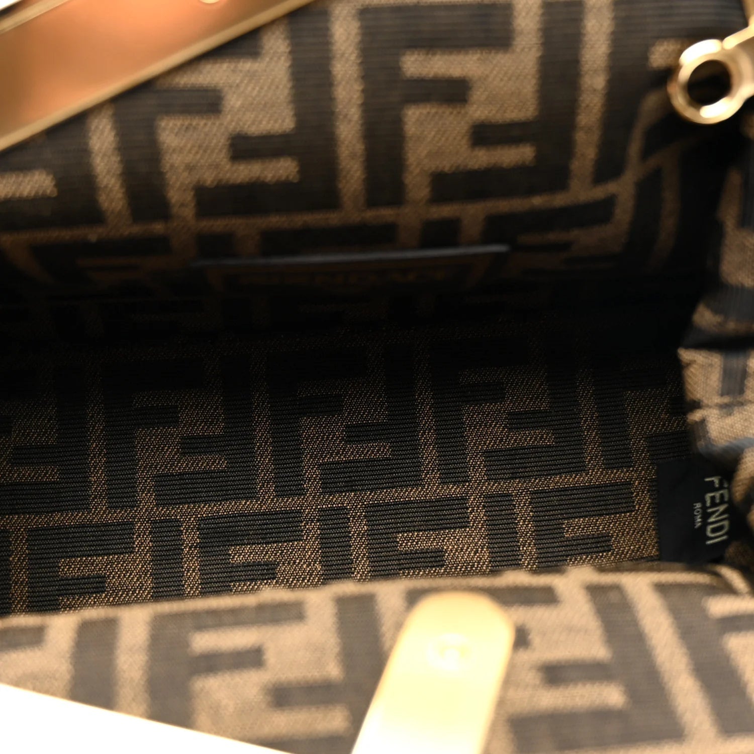 X VERSACE Silk Calfskin Fendace FF Baroque Print Medium  First White Gold