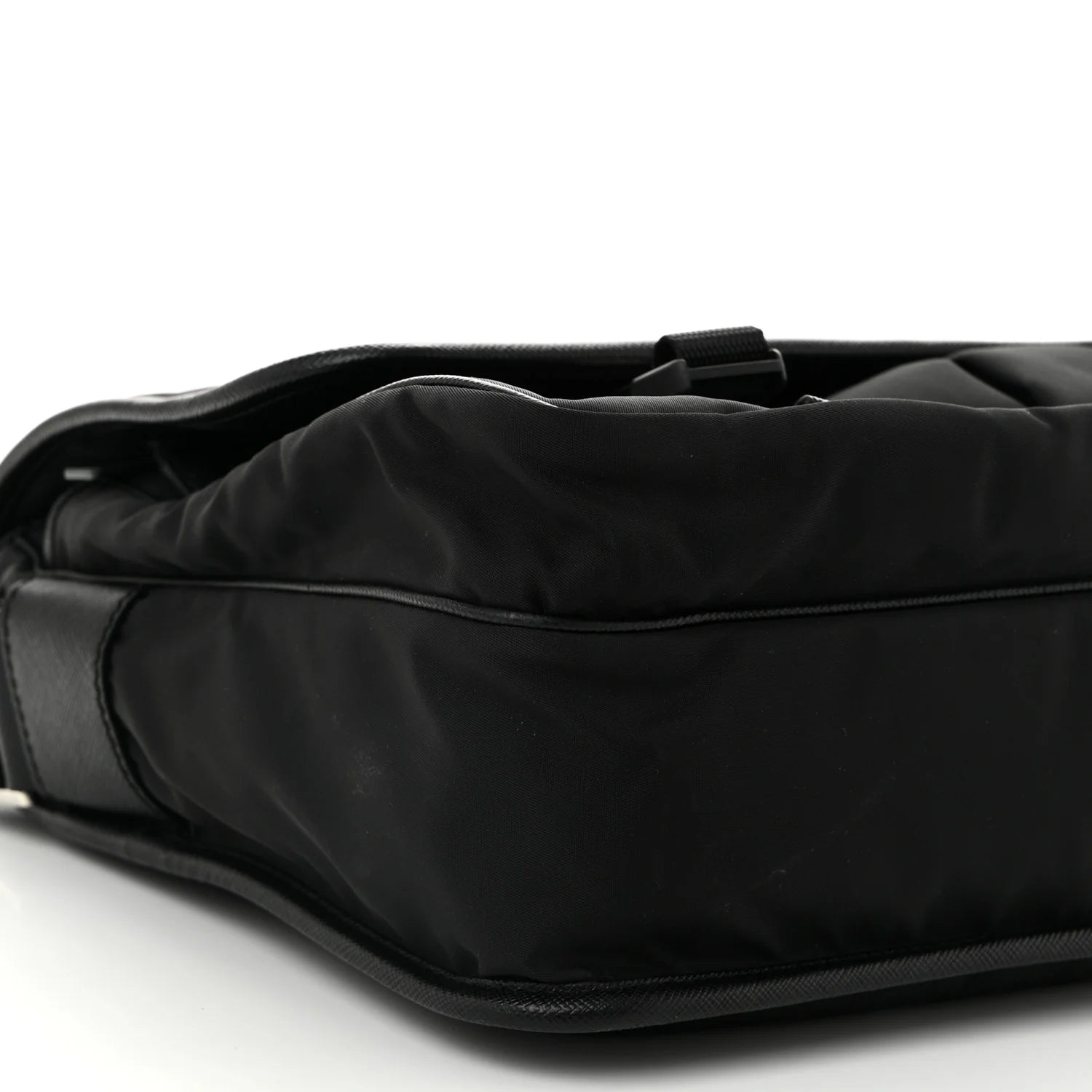 Tessuto Nylon Saffiano Large Double Snap Buckle Messenger Bag Black