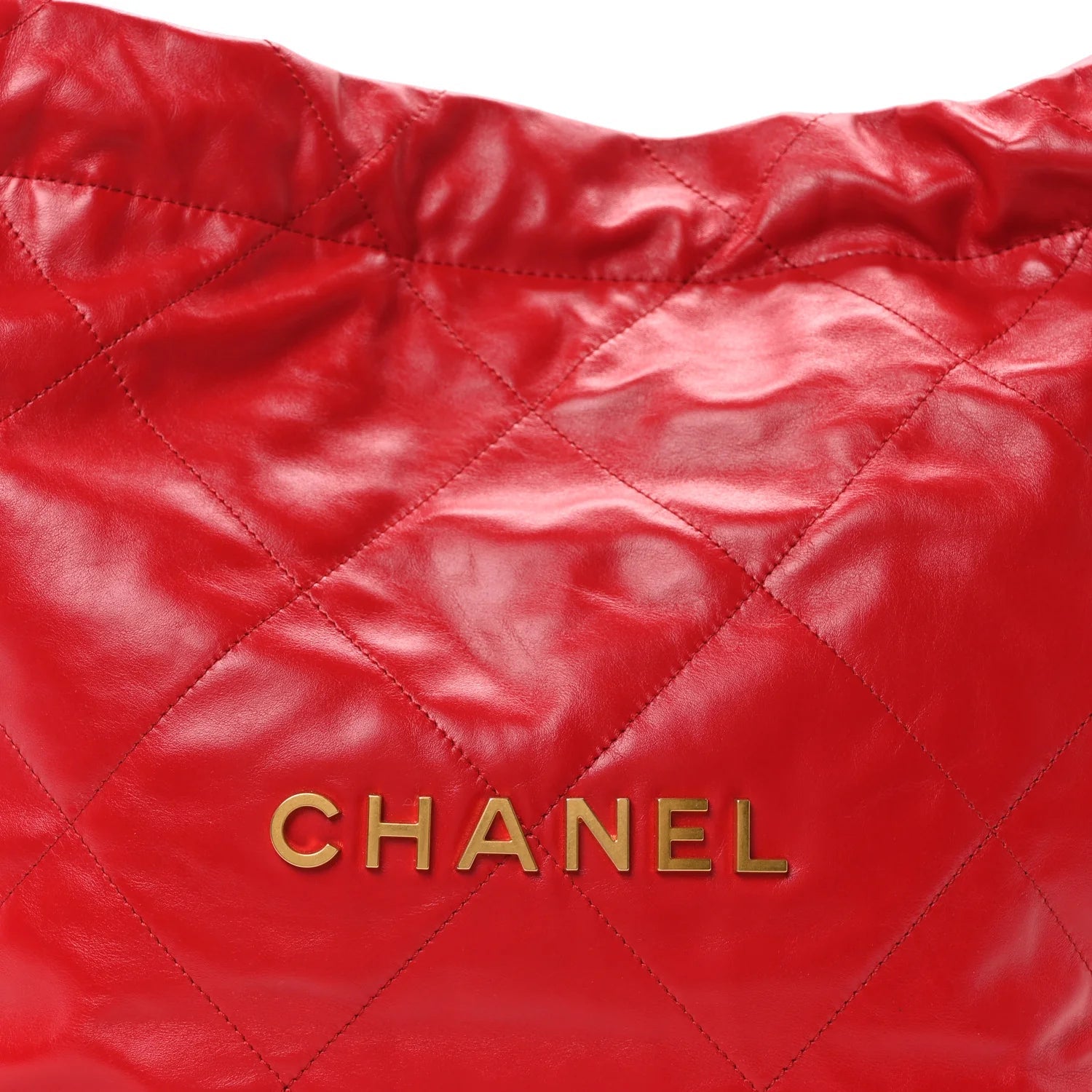 Shiny Calfskin Quilted Small  22 Red