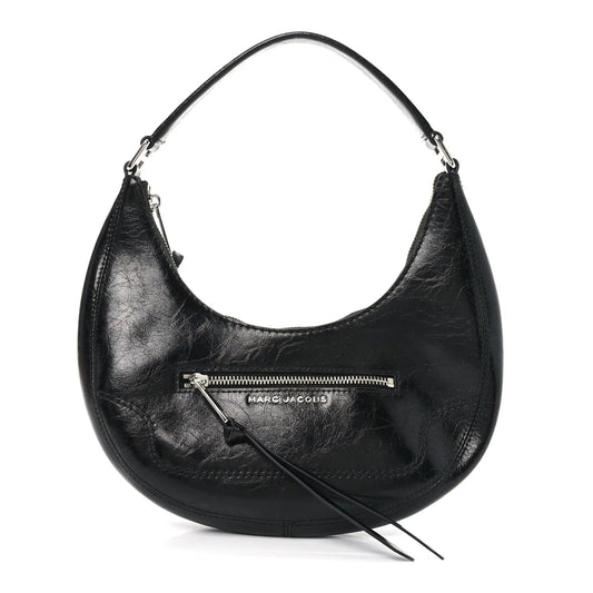Crinkled Calfskin Cruiser Crescent Bag Black
