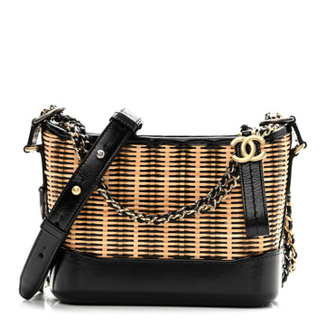 Rattan Calfskin Small Gabrielle Hobo Beige Black