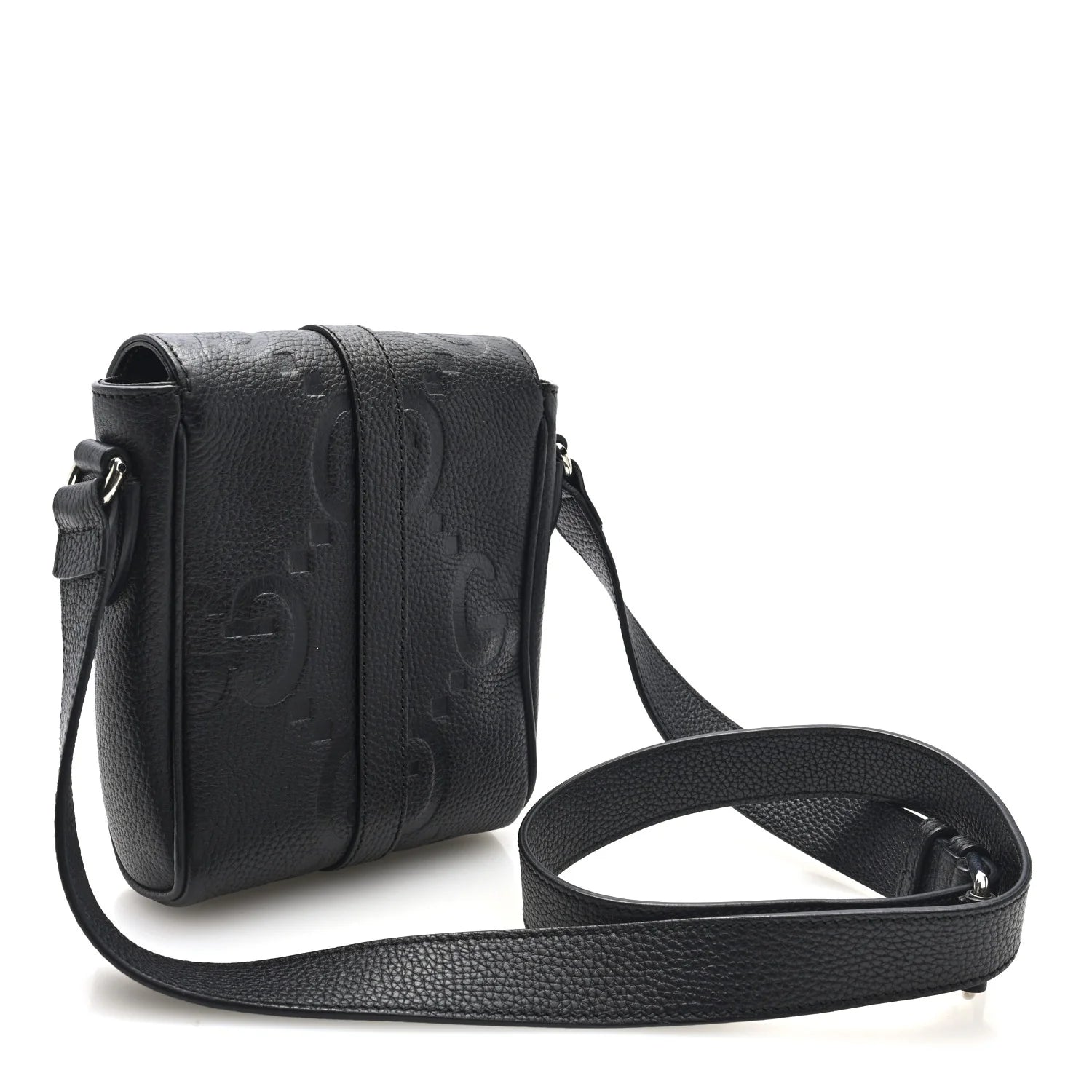 Piuma Calfskin Jumbo GG Embossed Small Messenger Bag Black
