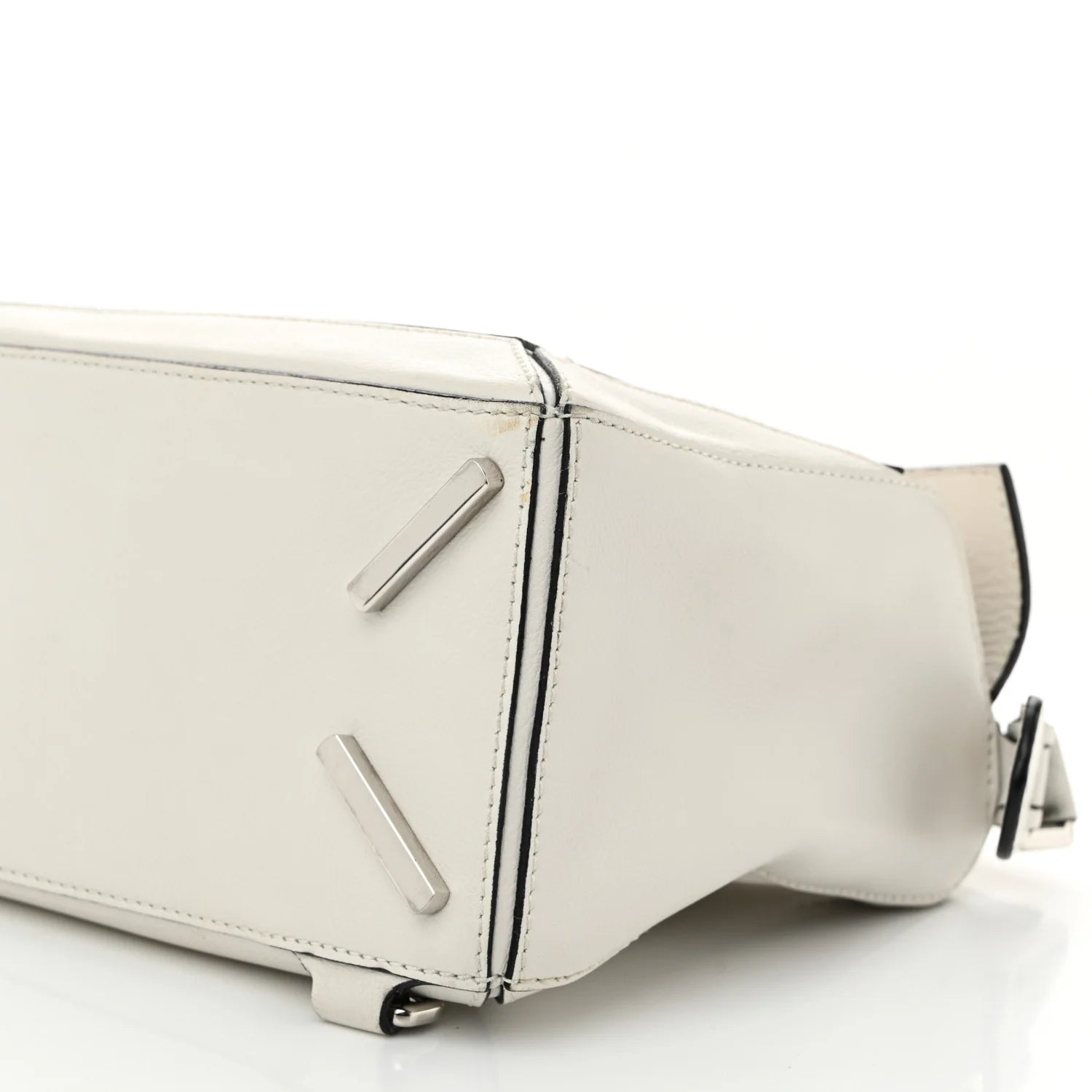 Grained Calfskin Small Puzzle Bag White