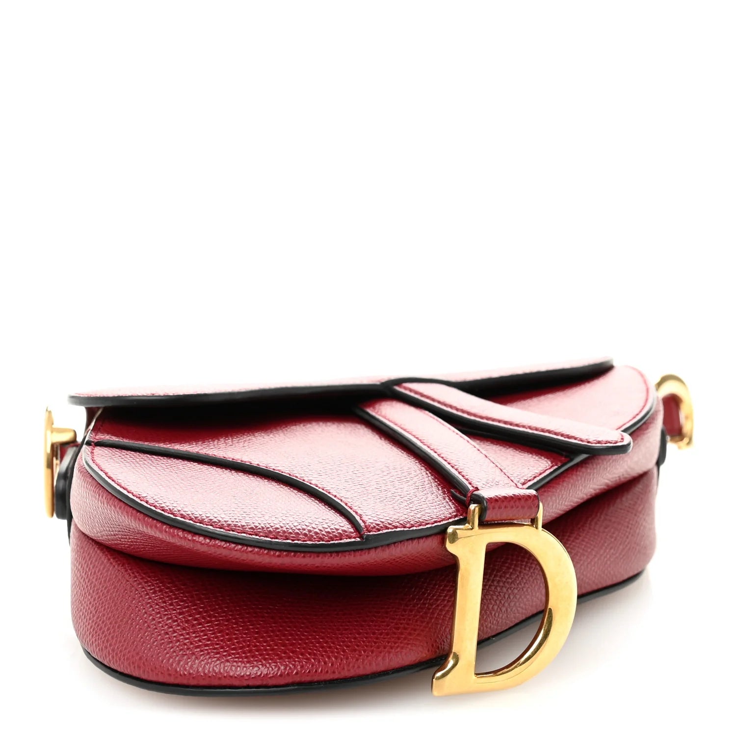 Grained Calfskin Mini Saddle Bag Red