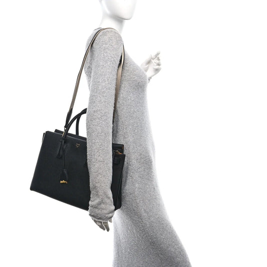 Grained Calfskin Large Milla Tote Black