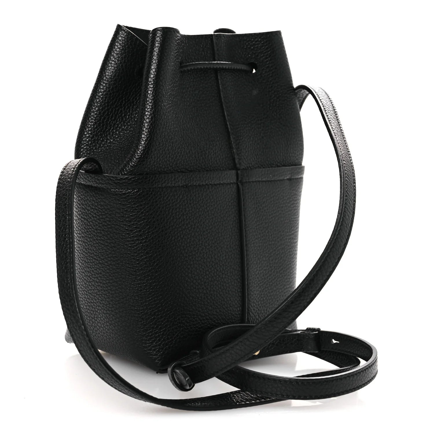 Grained Calfskin Mini Gancino Bucket Bag Black