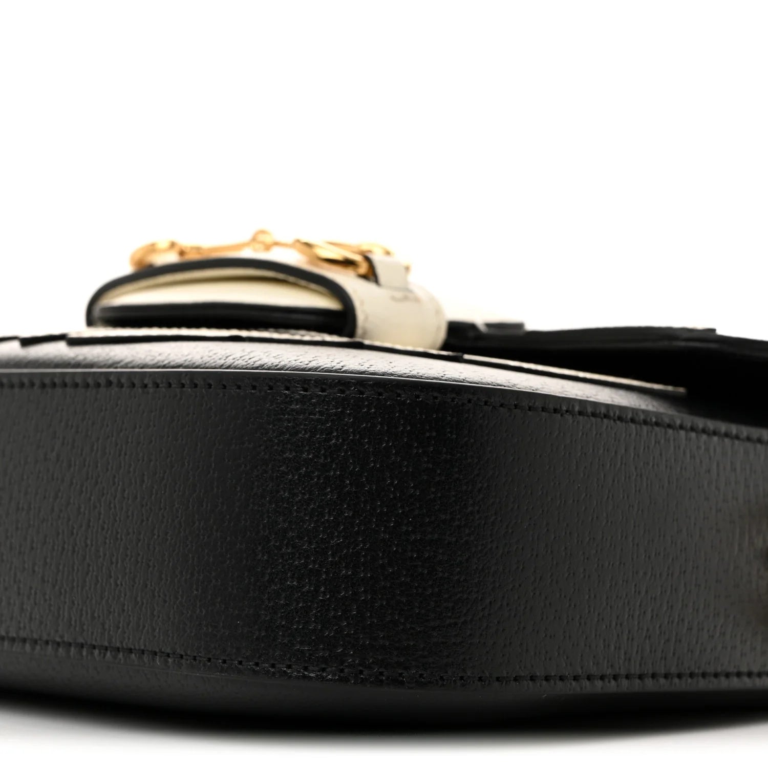 X adidas Textured Dollar Calfskin Web Trefoil Mini Horsebit 1955 Shoulder Bag Black off White