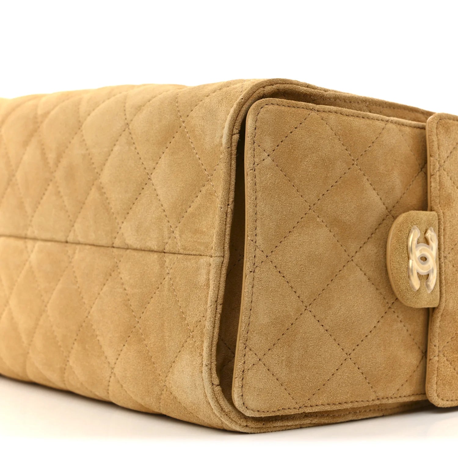 Suede Quilted Small  25 Handbag Beige