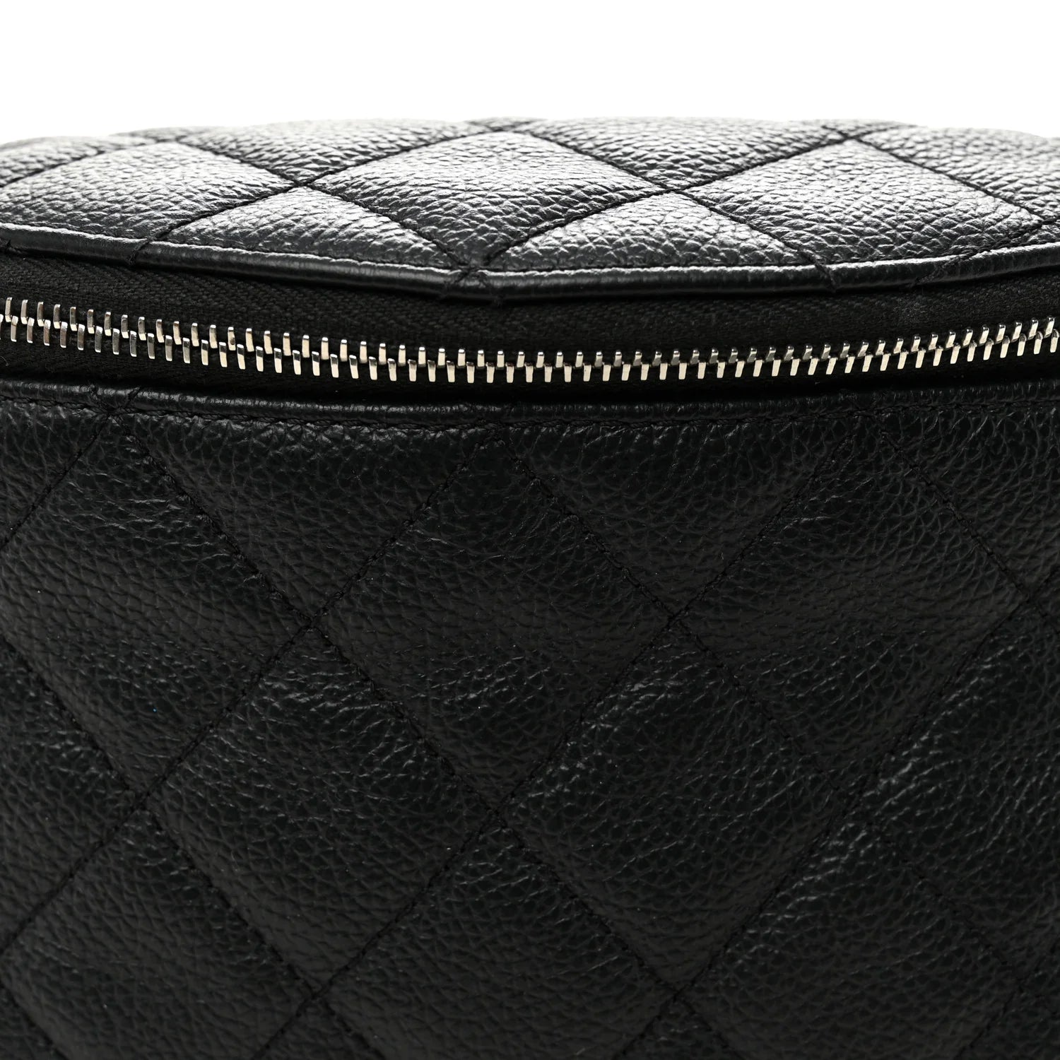 Grained Calfskin Quilted Waist Belt Bag Black