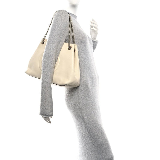Pebbled Calfskin Medium Soho Chain Shoulder Bag off White