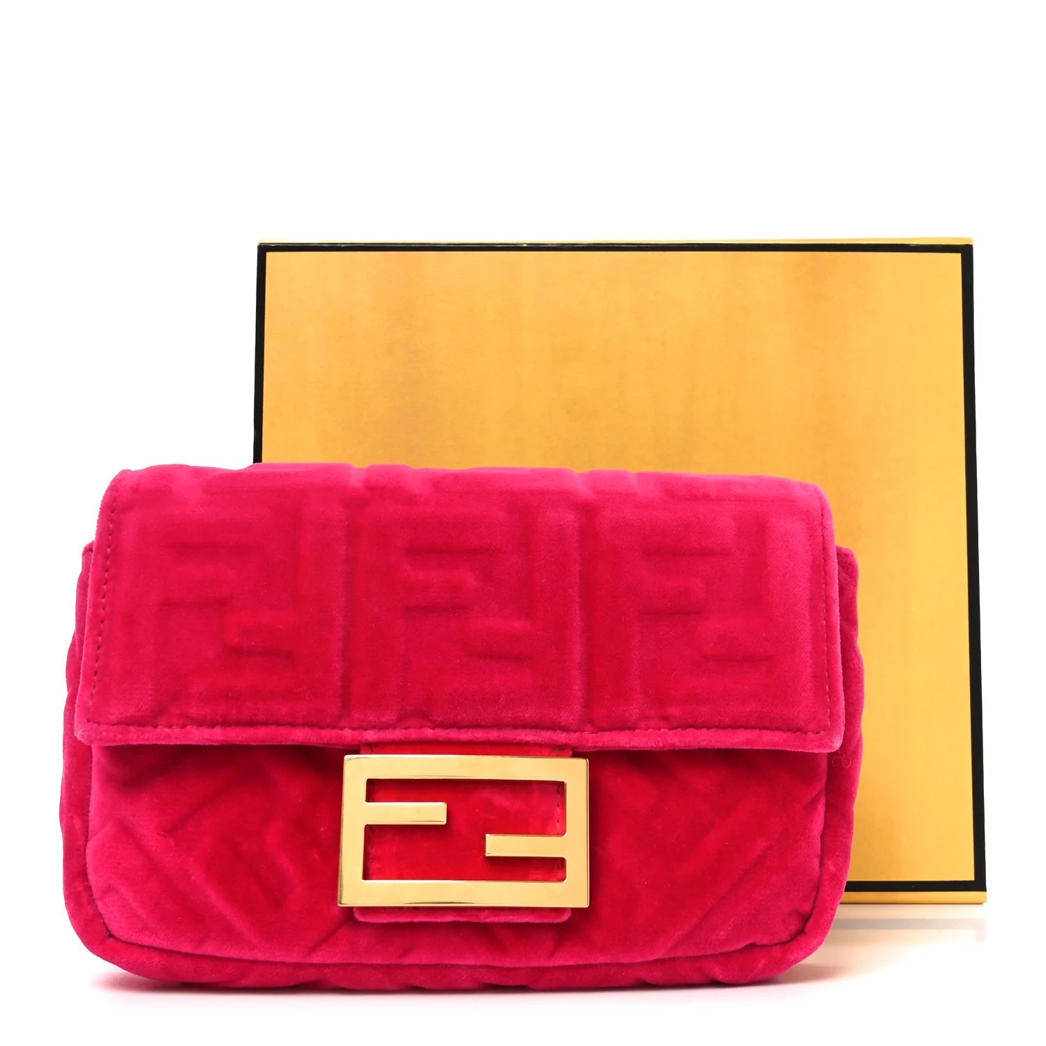 Velvet FF Embossed Hip Belt Baguette Bag Fuxia