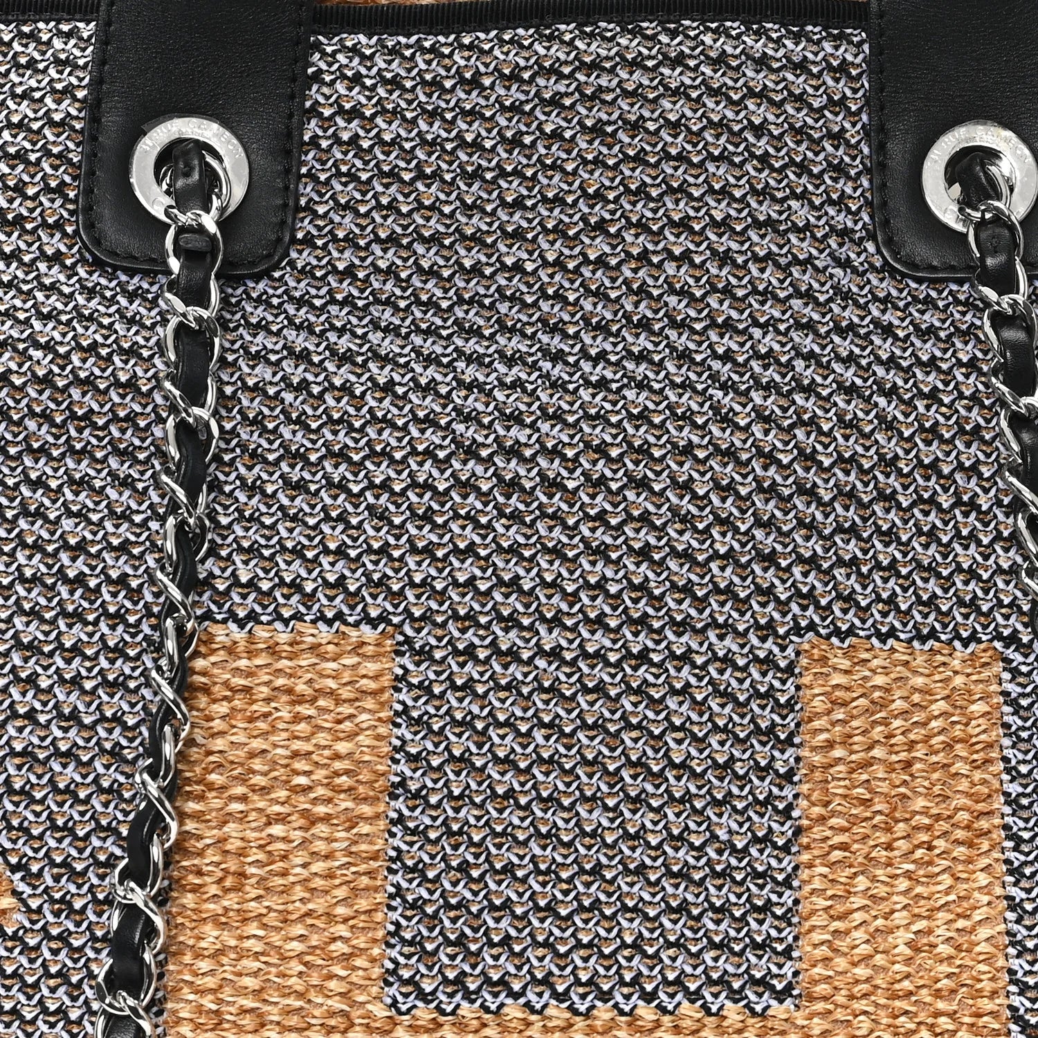 Mixed Fibers Large Shopping Bag Blue Beige